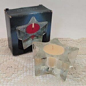 Vintage Avon "Starbright" Glass Candle Holder w Original Box & Unused Candle